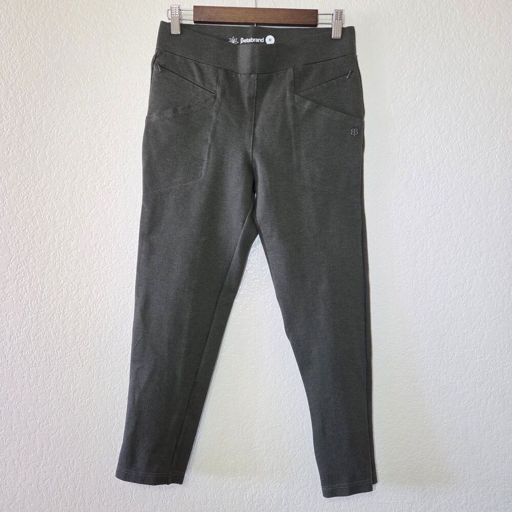 Betabrand Zipper Journey Yoga Pants W1503-OL Olive Green  Medium Ankle Skinny
